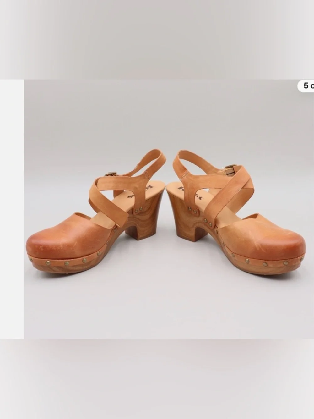 KORKS 'Abloom' Women's  Platform Slingback Leather Riveted Clog: Size 9.5